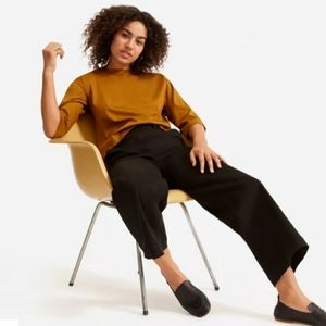 Everlane High Waisted wide leg cropped black jean sz 8 stretchy cotton